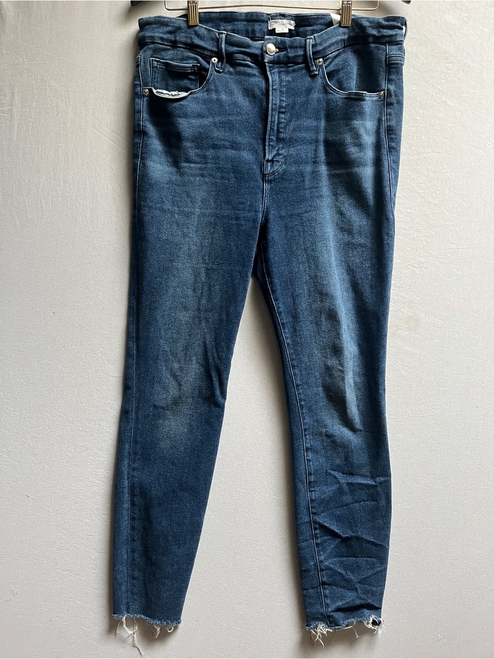 Good American Good Waist High Rise Raw Hem Skinny Jeans Size 16 - 34"